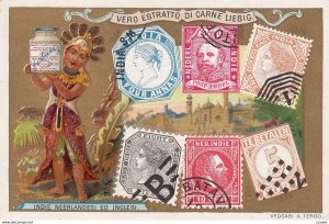 Trade Card (TC): Stamps & Native , 1880-90s ; INDIE NEERLANDESI ED INGLESI