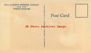 Serigraph Postcard, M.A. Sheehan, Santa Barbara California, Couple in Costume