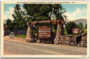 Postcard NY Adirondacks Entrance to Whiteface Memorial Highway