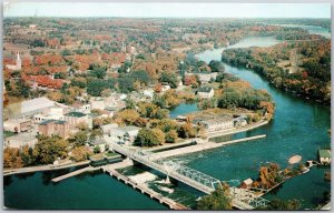 Postcard Hastings Ontario Aerial View of The Hub of The Trent River Bridge