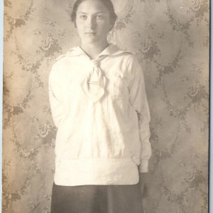 ID'd c1910s Lovely Young Lady RPPC House Close Up Name Lucile Sickels Photo A211