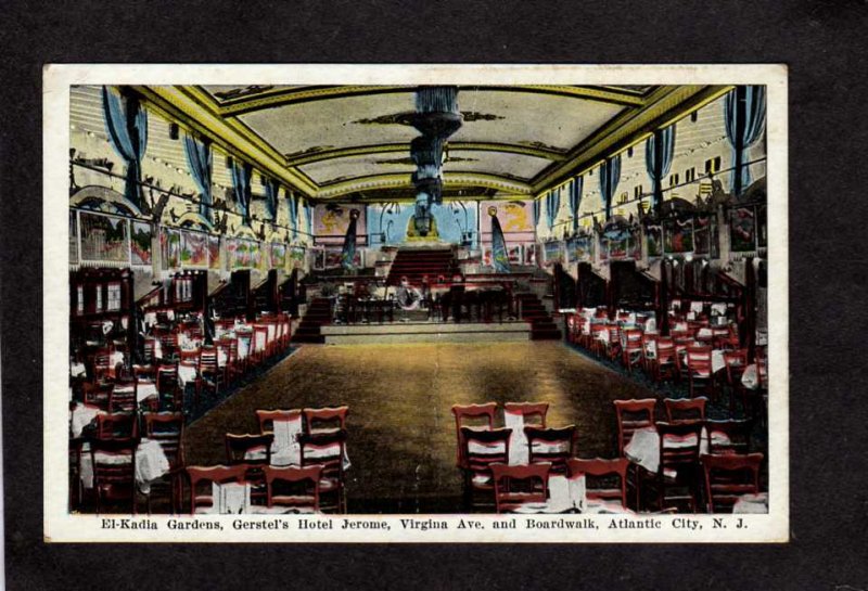 NJ El Kadia Gardens Gerstel's Hotel Jerome Atlantic City New Jersey Postcard