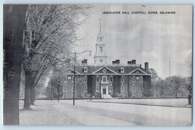 c1940 Dover Delaware DE Vintage Postcard Legislative Hall Capitol Building Road