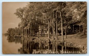 RPPC MARANACOOK, Maine ME ~ View of LAKE FRONT Kennebec County 1909  Postcard