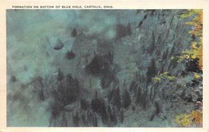 Castalia Ohio~Formation on Bottom of Blue Hole~Info on Back~Woolson MGR Postcard