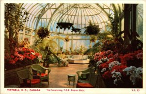 Victoria BC Canada Conservatory CPR Empress Hotel WB Postcard VTG UNP Unused 