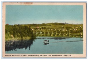 1954 Along The Scenic Route of St. John River Grand Falls NB Canada Postcard 