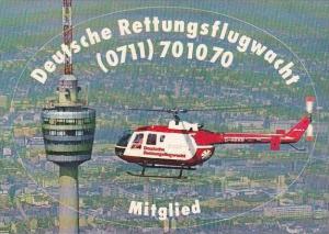 DEUTSCHE RETTUNGSFLUGWACHT HELICOPTER VINTAGE AVIATION LABEL