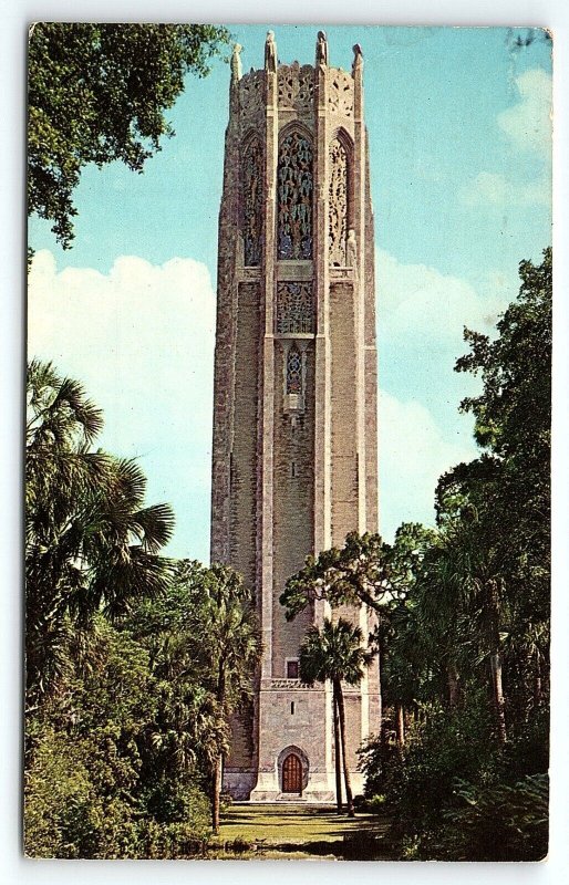 1966 LAKE WALES FLORIDA THE SINGING TOWER PALMS OAK TREES POSTCARD P3558