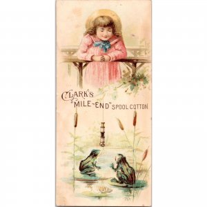 1890 CLARK'S Mile-End Spool Cotton - Victorian Trade Card - Thomas Russell & Co
