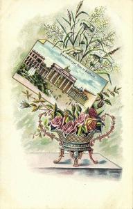 germany, BERLIN, Brandenburger Thor, Litho Postcard with Flower Vase (1899)