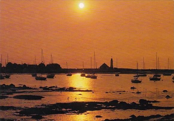 Dusk On The Bay With Minot's Light As A Distinctive Landmark Scituate Massach...
