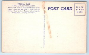 RAPID CITY, SD South Dakota ~ Roadside VIRGINIA CAFE Interior c1940s Postcard