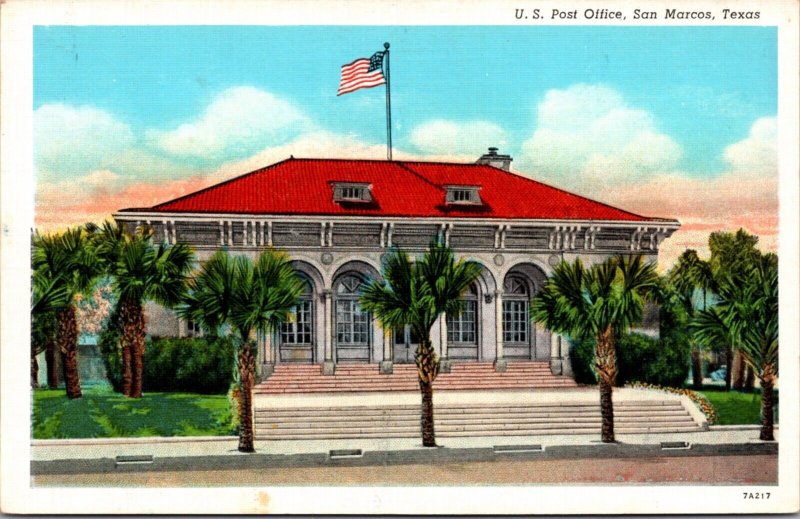 Postcard U.S. Post Office in San Marcos, Texas