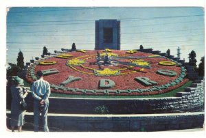 Niagara Falls ON Floral Clock, 1962 Postcard, Inverted Dawson City Slogan Cancel