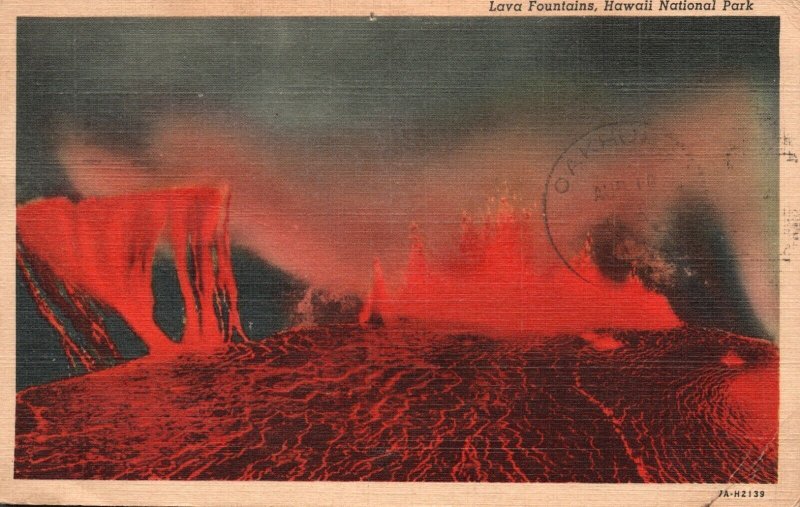 Vintage Postcard 1930's Lava Fountains Hawaii National Park