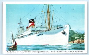 United Fruit Company T.E.S. TALAMANCA Cruise Ship (Great White Fleet)  Postcard