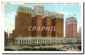 Old Postcard The Stevens Hotel Michigan Boulevard Street To Street Chicago