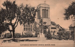 Vintage Postcard Cliftondale Methodist Church Saugus Massachusetts Religious MA