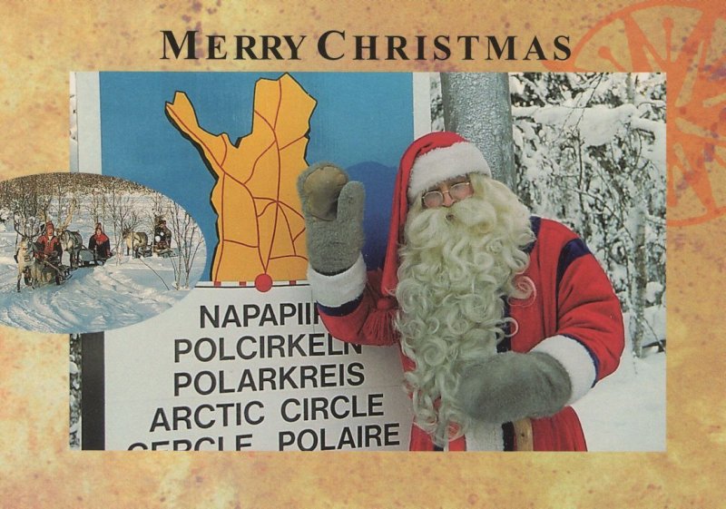 Santa Claus Arctic Circle Map Christmas Comic Postcard