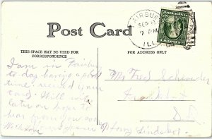 C.1910 High School, Fairbury, Ill. Hand Colored Postcard P123