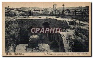Old Postcard Tunisia Matmata village with pit houses General view