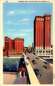 Aurora, Illinois - The Aurora and Leland Hotels - in the 1940s