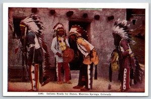 Native Americana~Indians Ready For Dance @ Taos Pueblo~HH Tammen Vtg Postcard