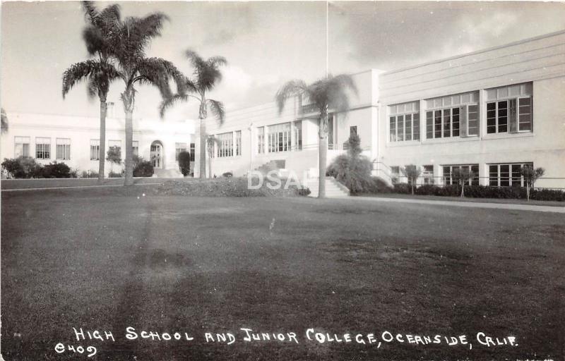 California Ca Postcard Photo RPPC c1940s OCEAnSIDE High School Junior College