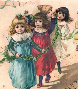 1891 Woolson Spice Co. Lion Coffee Christmas Xmas Adorable Children #5W