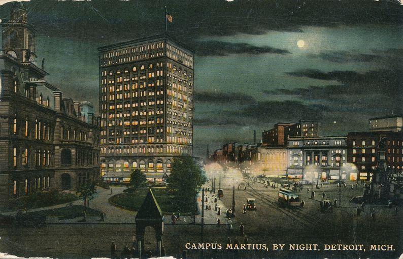 Campus Martius at Night - Detroit MI, Michigan - pm 1911 - DB