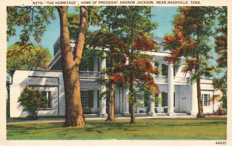 Vintage Postcard 1920's The Hermitage Pres. Andrew Jackson Home Nashville Tenn.
