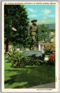 Eugene Oregon 1930s Postcard Pioneer Monument at University Of Oregon