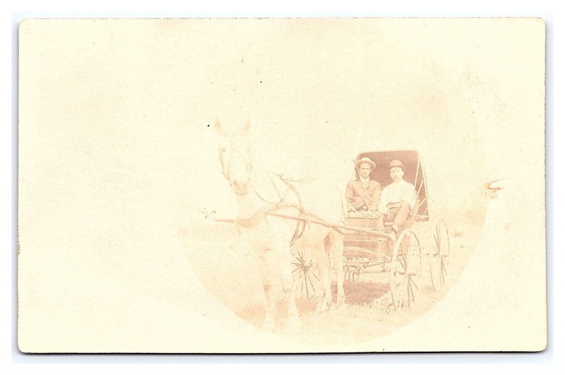 Postcard Two Men In Horse & Buggy RPPC