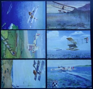 WW1 Fighter Plane IN THE AIR Series ll SET OF 6 c1918 Postcard Raphael Tuck 3144