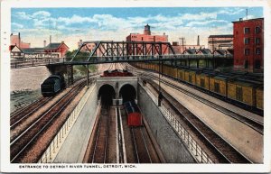 Entrance To Detroit River Tunnel Detroit Michigan Vintage Postcard C096