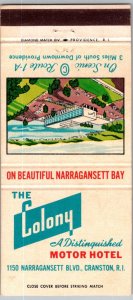 Vintage Matchbook Cover The Colony Motor Hotel Cranston, Rhode Island MB173