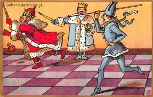 Artist Robert G Schmidt German Chess Game Schach dem Konig! Karte Postcard