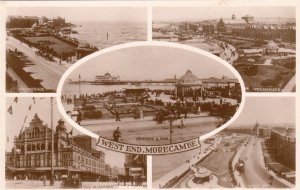 P1697 vintage unused  RPPC multiview west end morecambe great britain