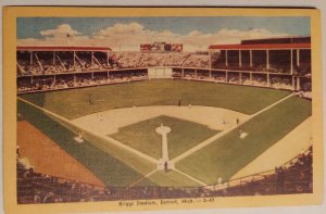 Baseball Field Briggs Stadium Detroit Tigers Detroit Michigan MI Postcard UNP DB