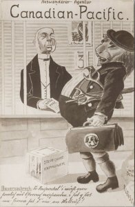 Canadian Pacific Ticket Window Bauernschreck Animal Travel Unused Postcard E81