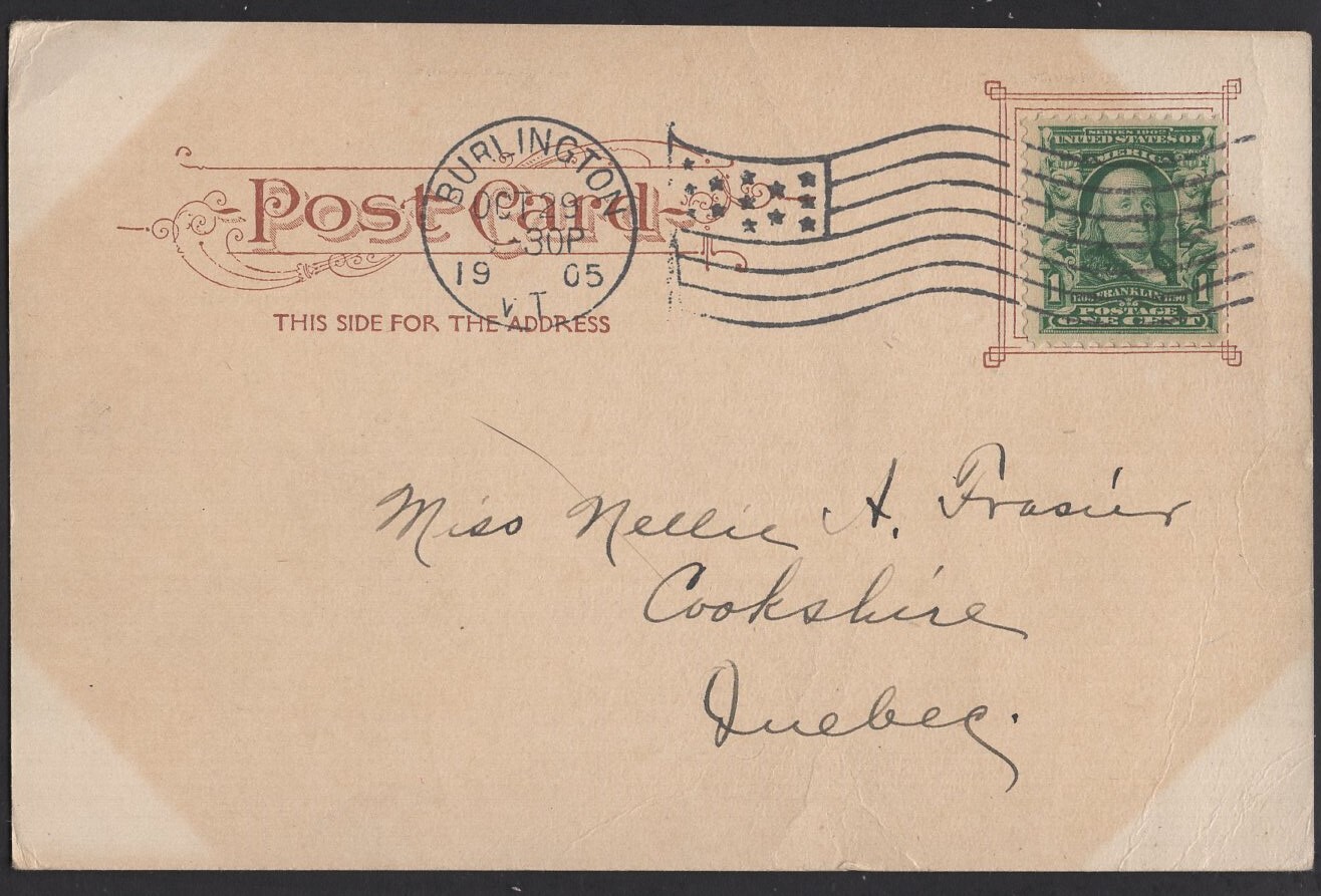 Vermont BURLINGTON University of Vermont by Souvenir Post Card Co. pm1905 Und/B United States