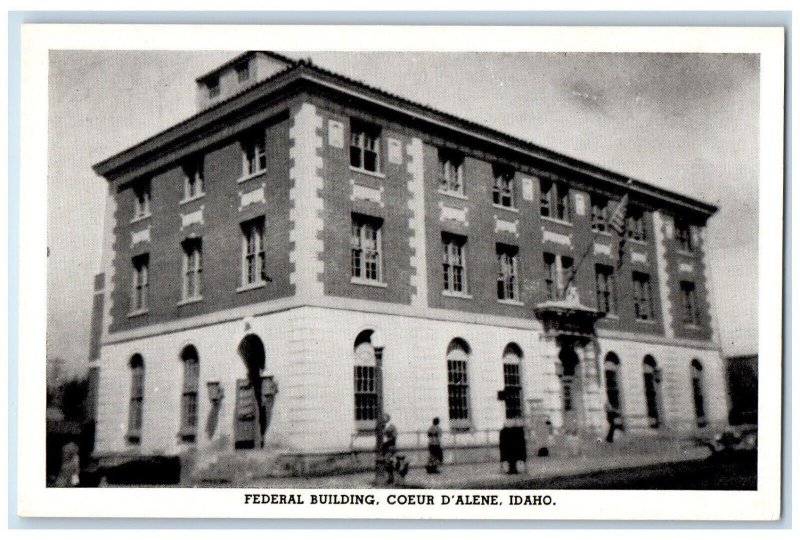 Coeur d'Alene Idaho Postcard Federal Building Exterior View 1910 Vintage Antique