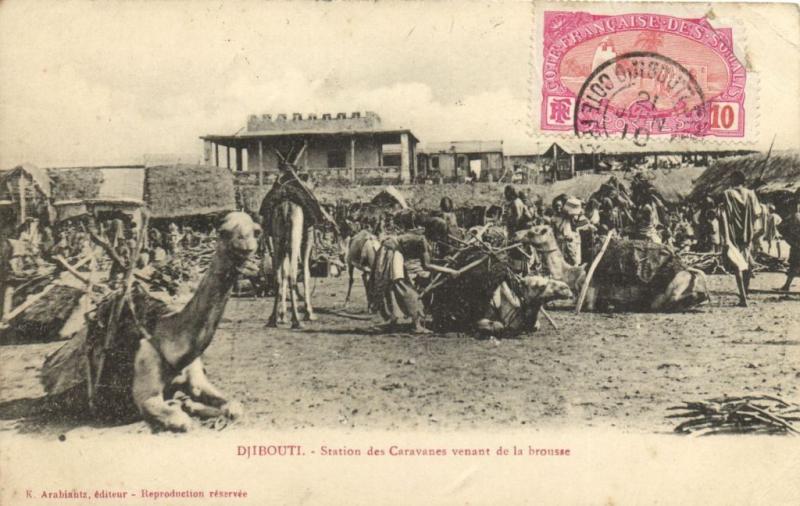 CPA Djibouti Afrique - Station des Caravanes venant de la brousse (86927)