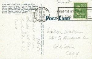  Postcard - Greetings From Eugene Oregon Multi View University Oregon Posted 1950