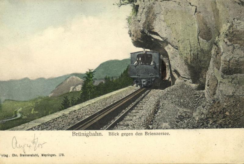 switzerland, BRÜNIGBAHN,  Brünig Railway Line Train, Brienzersee (1905)