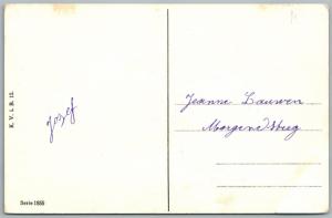 MULTIPLE BABIES in TREE SHADE ANTIQUE POSTCARD 