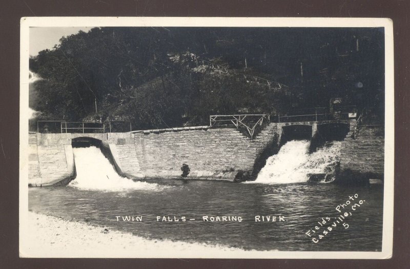 RPPC CASSVILLE MISSOURI ROARING RIVRE TWIN FALLS VINTAGE REAL PHOTO POSTCARD