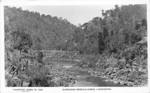 H69/ Launceston Australia Foreign RPPC Postcard c1940s Suspension Bridge 112