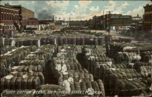 Macon GA Cotton Scene on Paopular St. 1908 Used Postcard